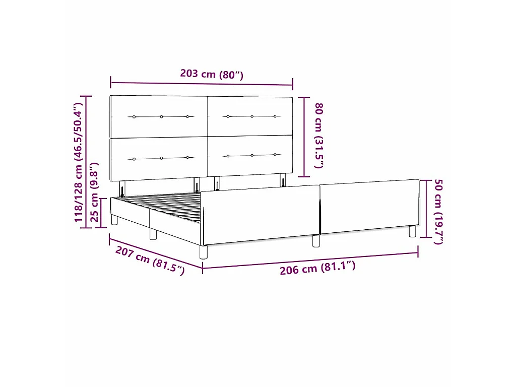 Bedframe met hoofdeinde Crème 200 x 200 cm Stof