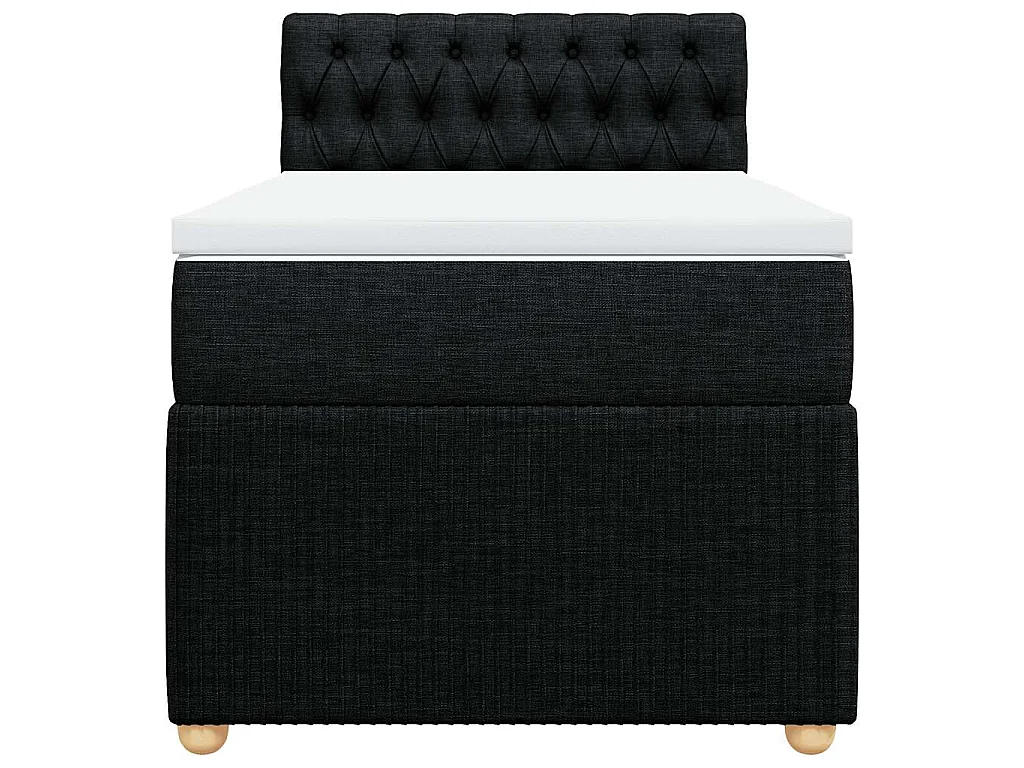 Cama box spring con colchón tela negro 80x200 cm