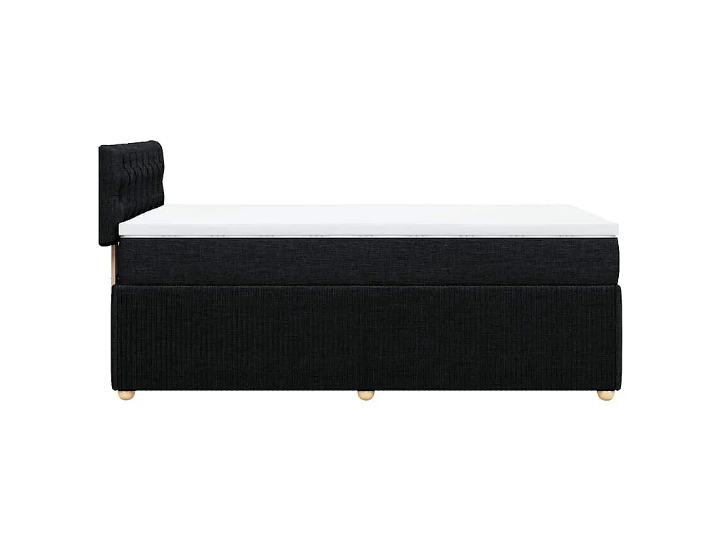 Cama box spring con colchón tela negro 80x200 cm
