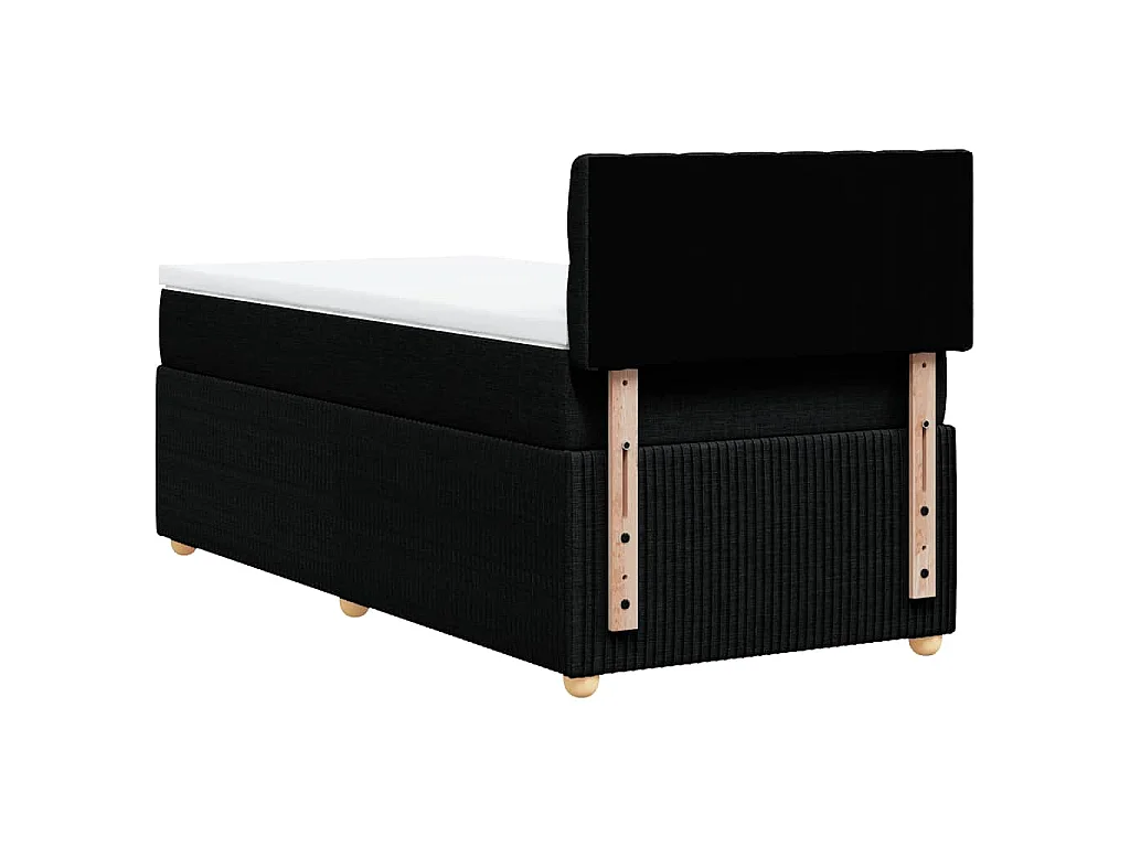 Cama box spring con colchón tela negro 80x200 cm