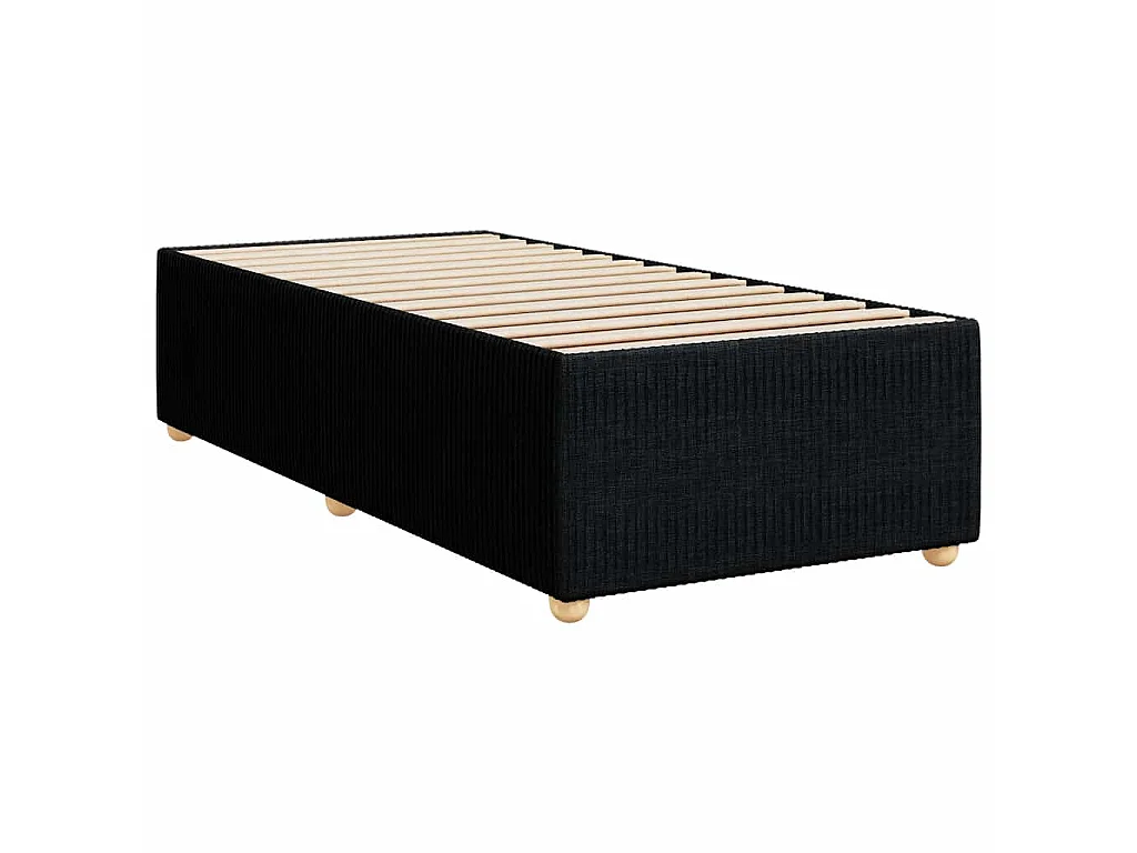 Cama box spring con colchón tela negro 80x200 cm