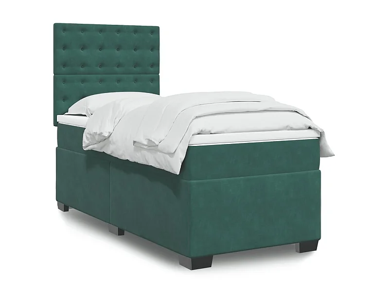 Boxspringbett mit Matratze Dunkelgrün 80x200 cm Samt