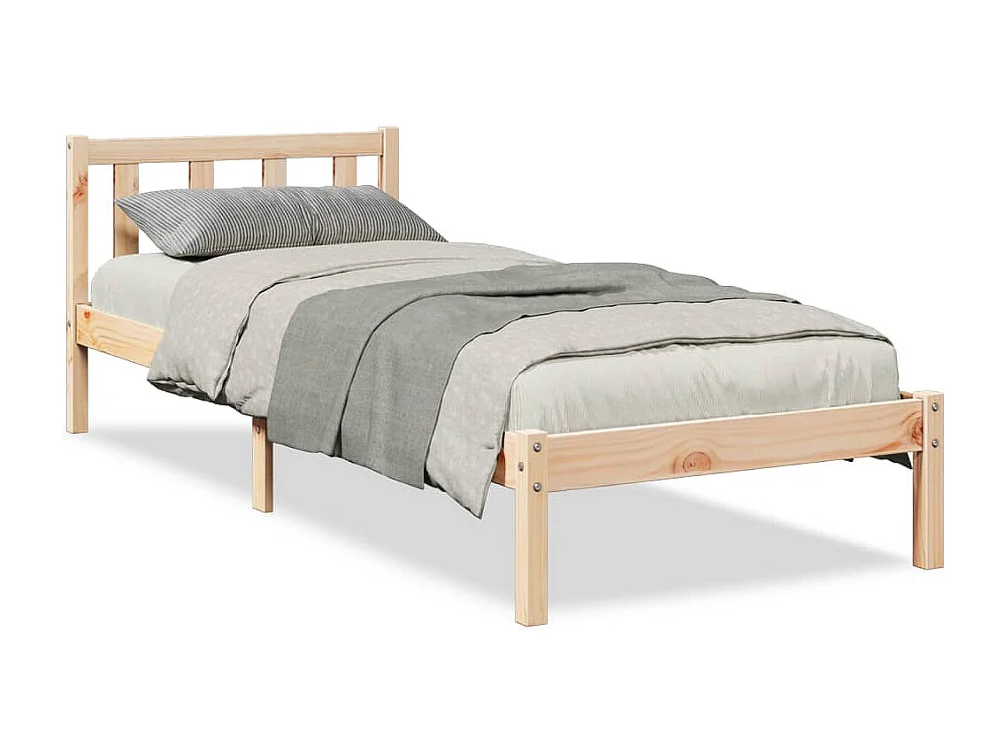 Cadre de lit extra long sans matelas 80x210 cm bois massif pin
