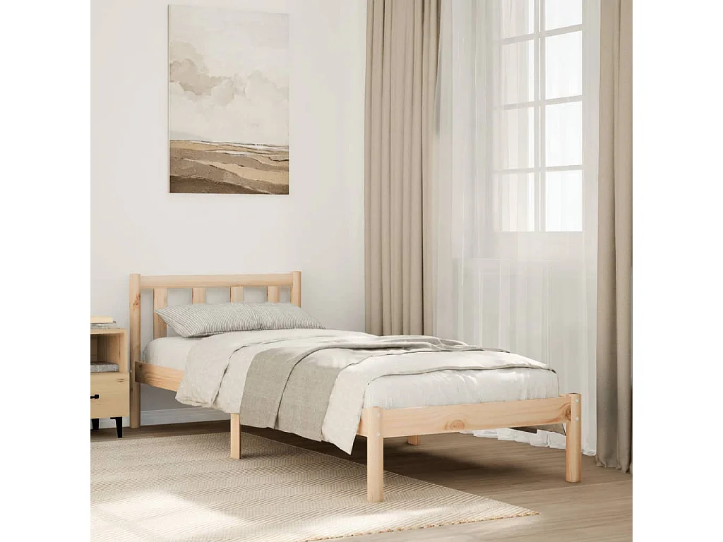 Cadre de lit extra long sans matelas 80x210 cm bois massif pin