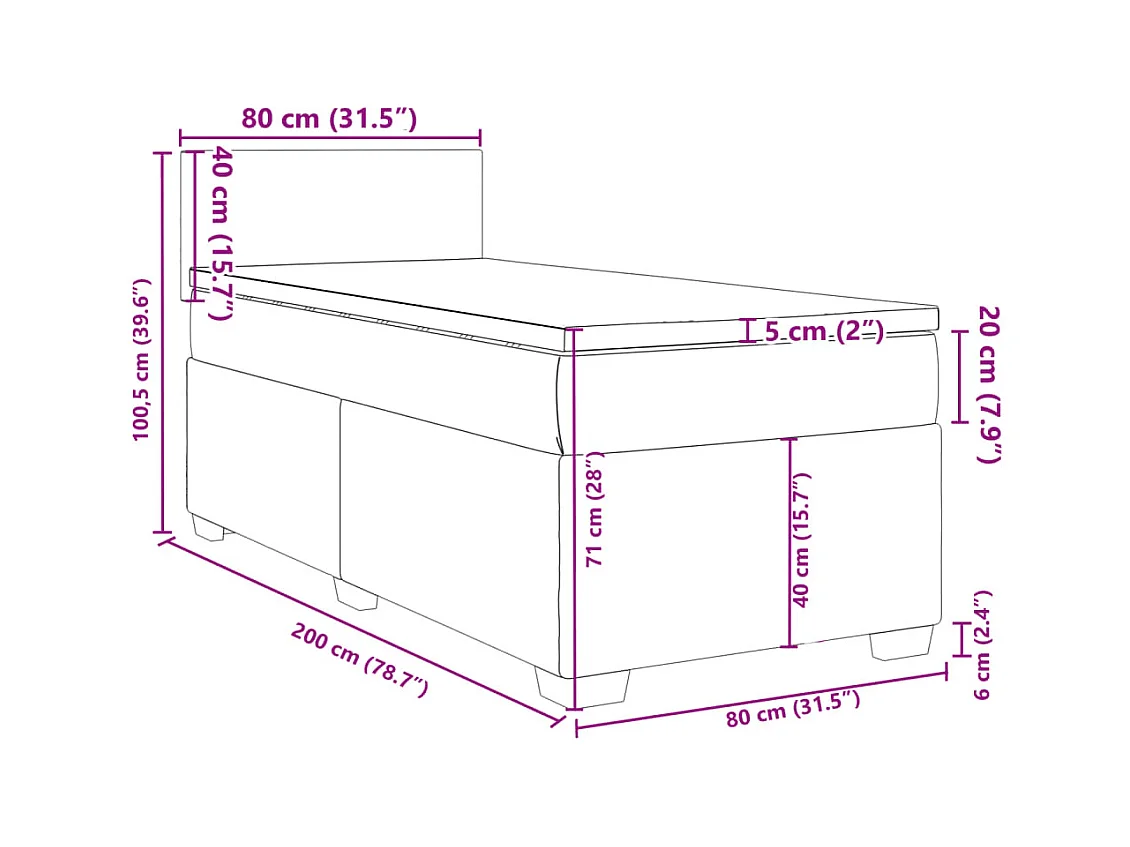 Boxspringbett mit Matratze Schwarz 80x200 cm Samt
