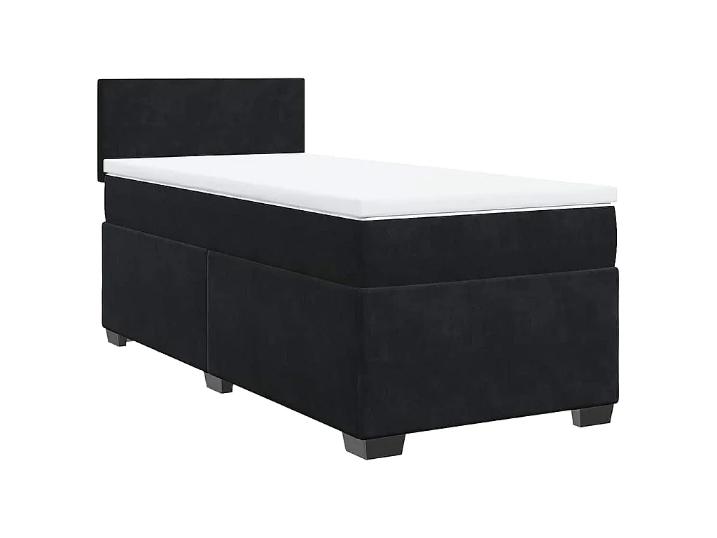 Giroletto a Molle con Materasso Nero 80x200 cm in Velluto