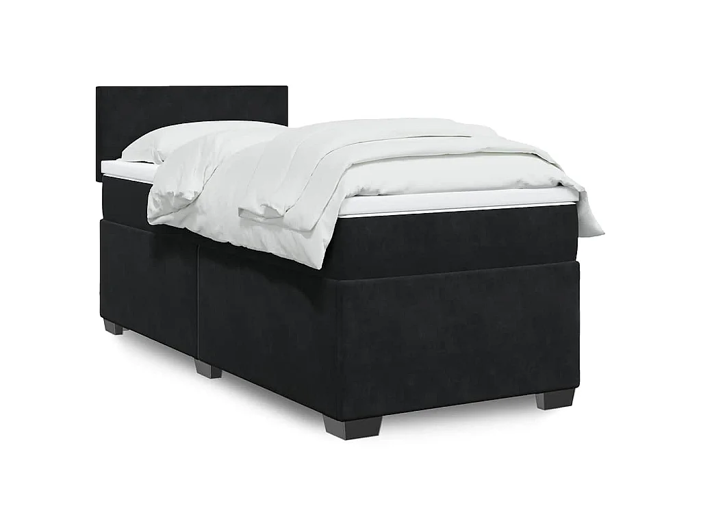 Giroletto a Molle con Materasso Nero 80x200 cm in Velluto