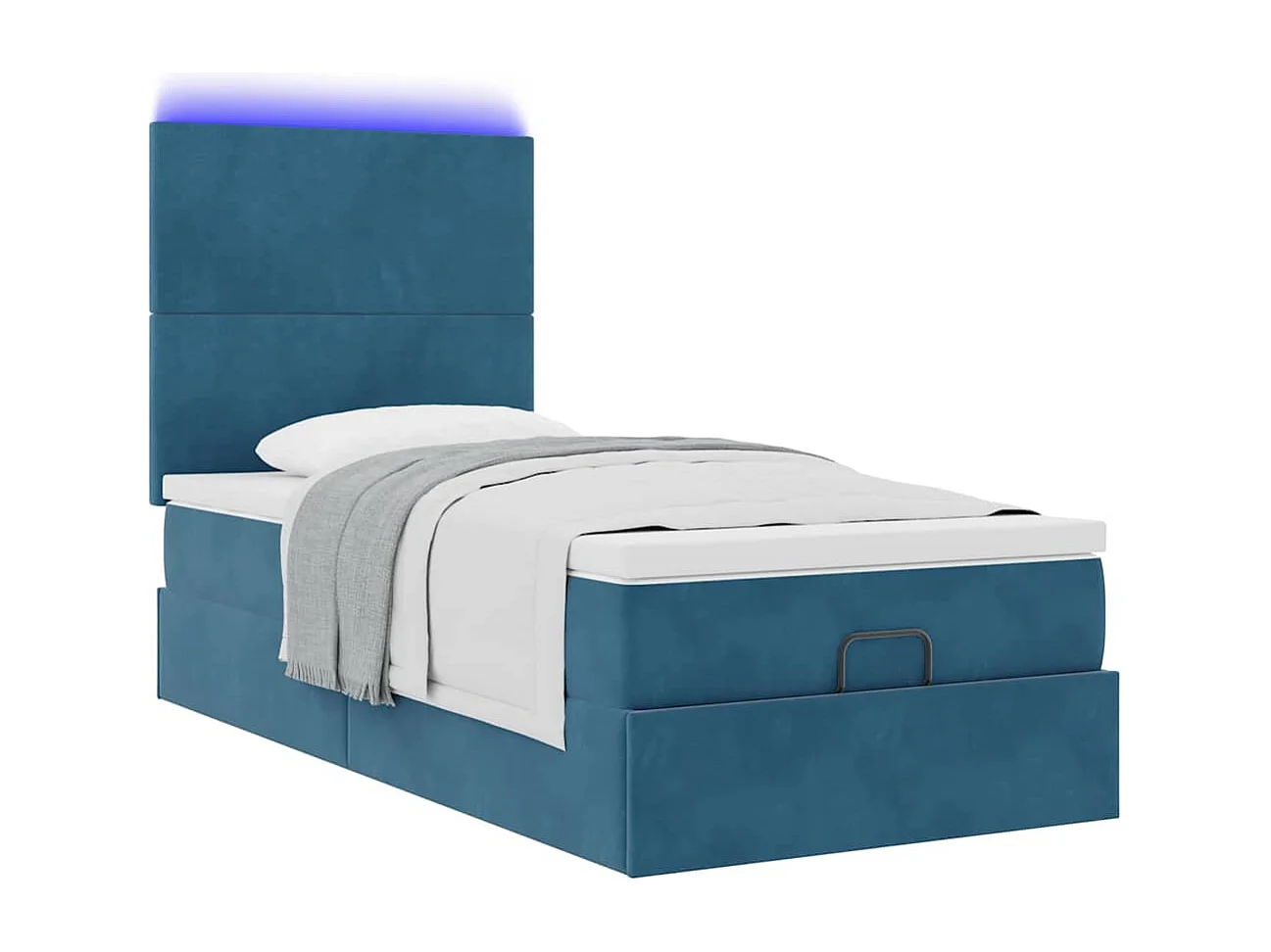 Ottoman bed met matrassen en LED's 80x200cm fluweel donkerblauw