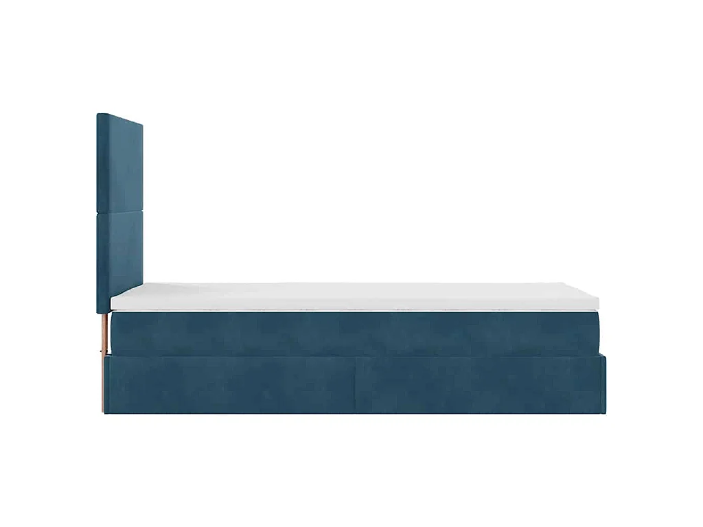 Estrutura cama otomana colchões 80x200 cm veludo azul escuro