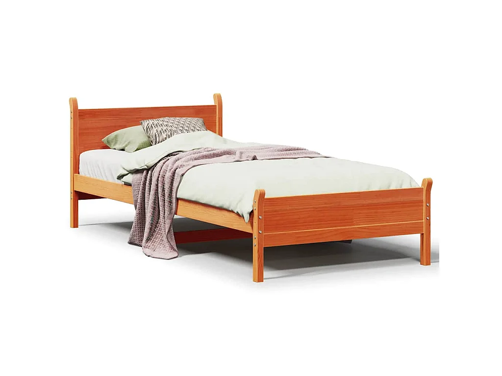 Letto senza Materasso Marrone Cera 75x190 cm in Legno di Pino