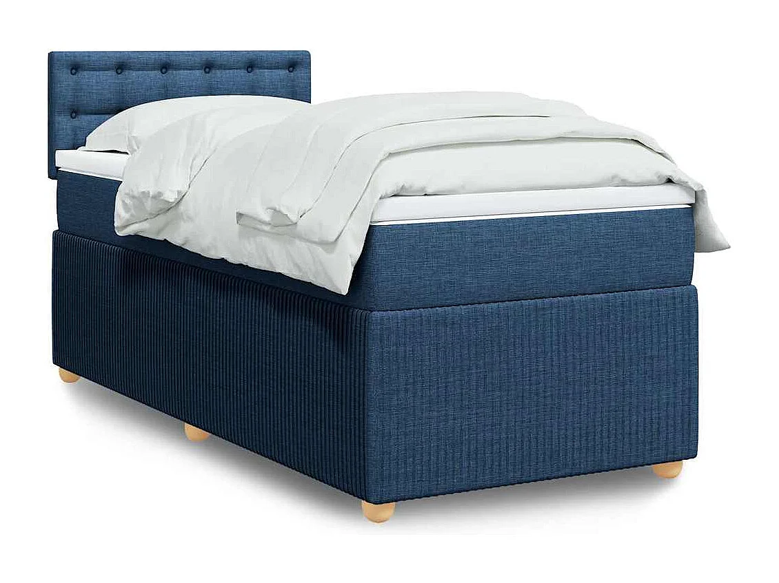 Sommier à lattes de lit avec matelas Bleu 80x200 cm Tissu