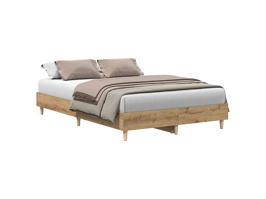 Estrutura de cama sem colchão 135x190 cm carvalho artesanal