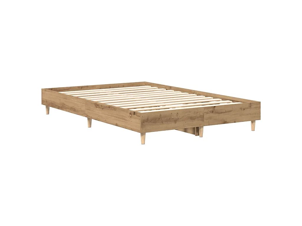 Estrutura de cama sem colchão 135x190 cm carvalho artesanal