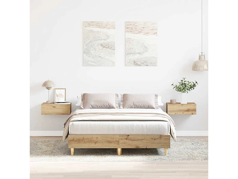 Estrutura de cama sem colchão 135x190 cm carvalho artesanal