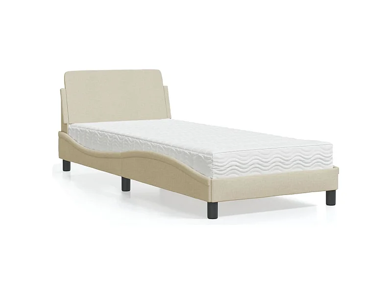 Lit avec matelas Dover crème 80x200 cm tissu
