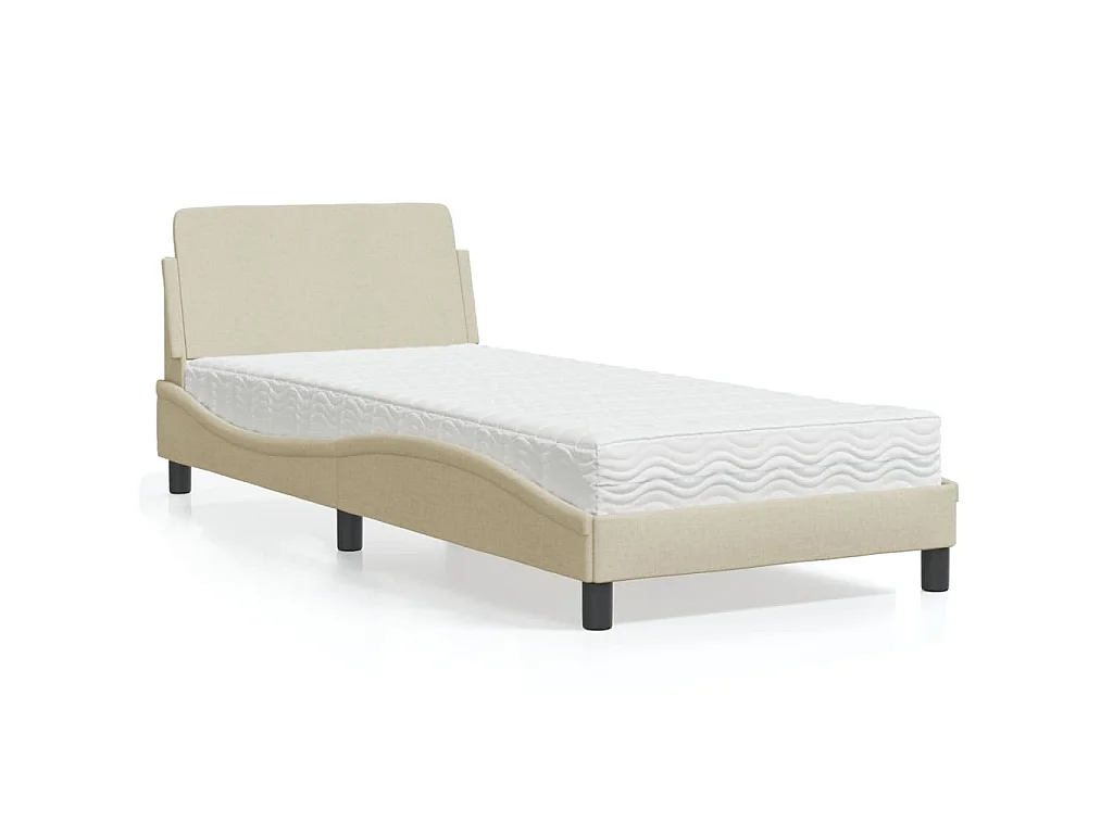 Bett mit Matratze "Dover" Creme 80x200 cm Stoff