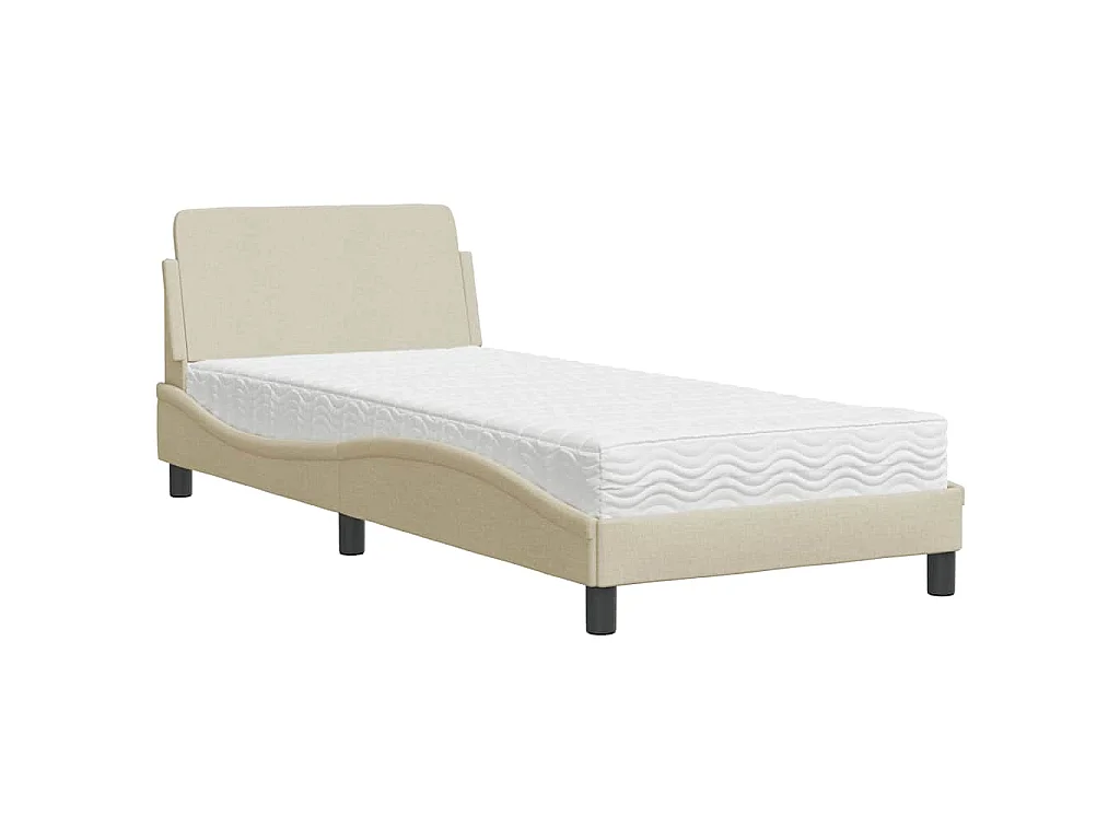 Bett mit Matratze "Dover" Creme 80x200 cm Stoff