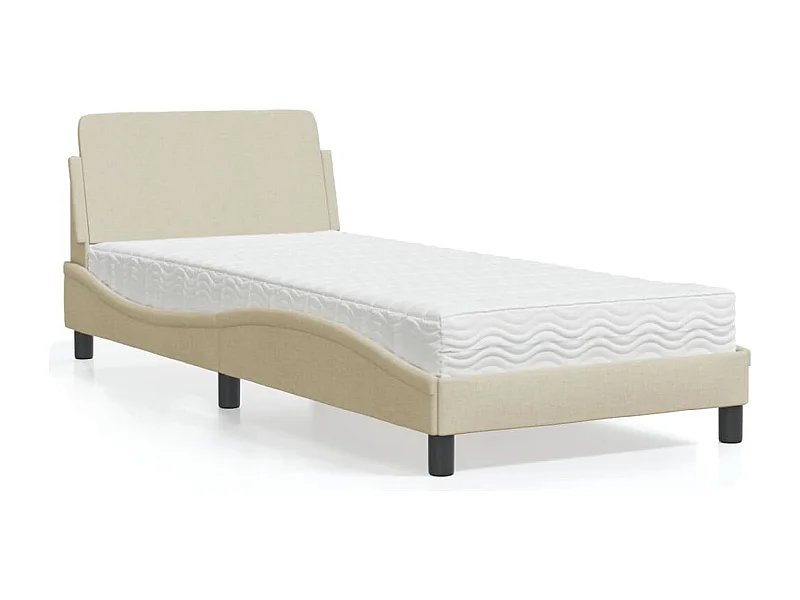 Lit avec matelas Dover crème 80x200 cm tissu