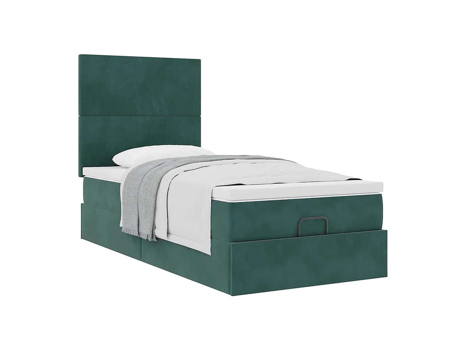 Ottoman-Bett mit Matratzen Dunkelgrün 80x200 cm Samt