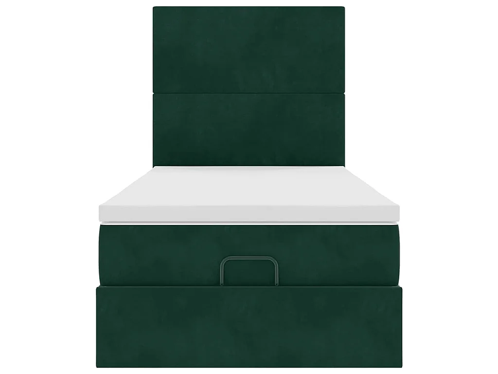 Estructura cama otomana colchones terciopelo verde oscuro