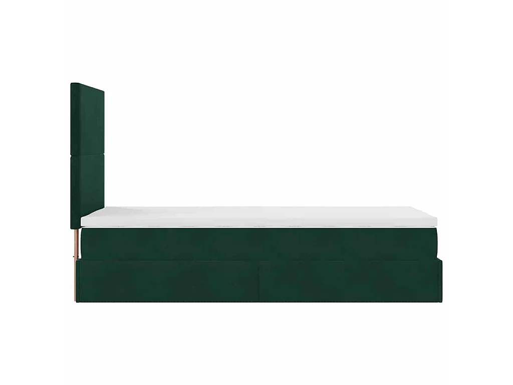 Estructura cama otomana colchones terciopelo verde oscuro