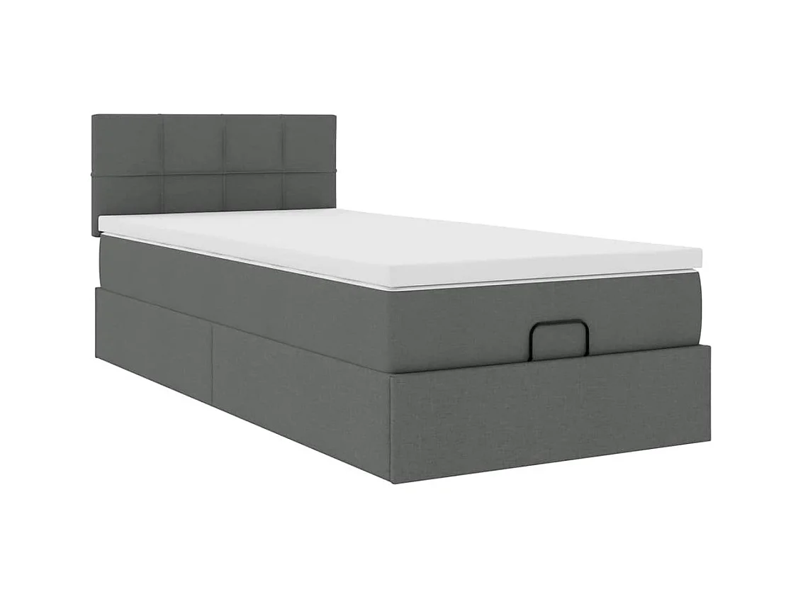Cadre de lit ottoman avec matelas gris foncé 80x200 cm tissu