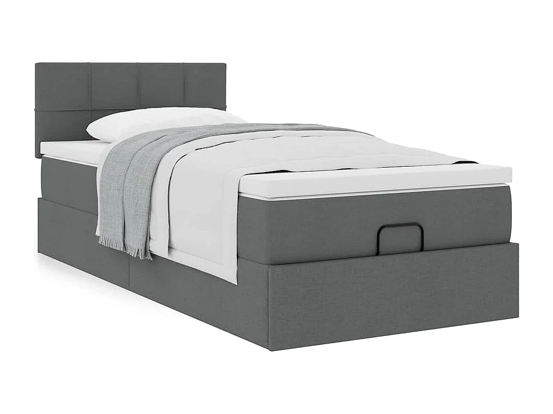 Cadre de lit ottoman avec matelas gris foncé 80x200 cm tissu