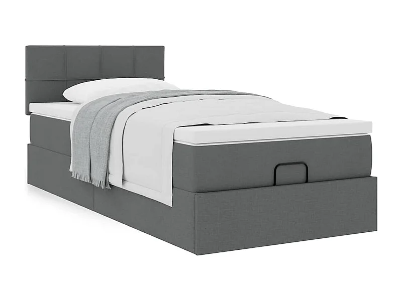 Cadre de lit ottoman avec matelas gris foncé 80x200 cm tissu