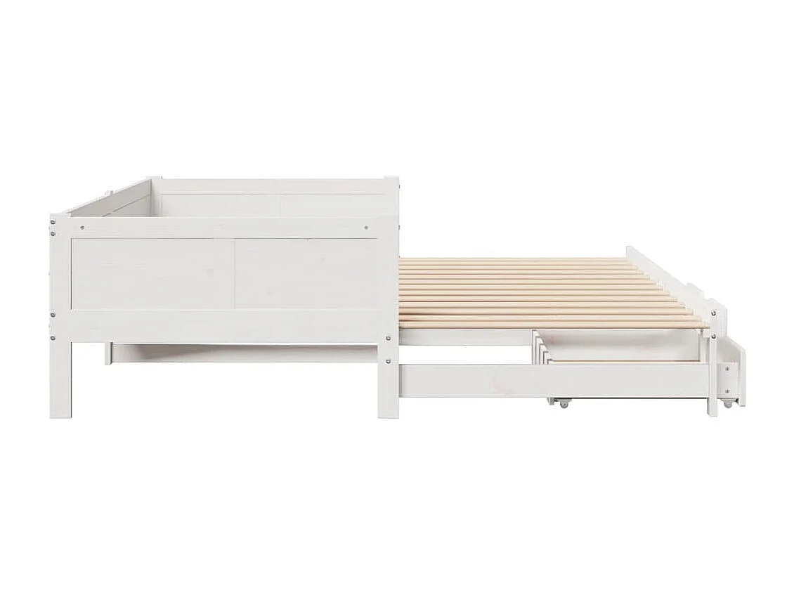 Tagesbett Ausziehbar mit Schubladen ohne Matratze Weiß 80x200cm