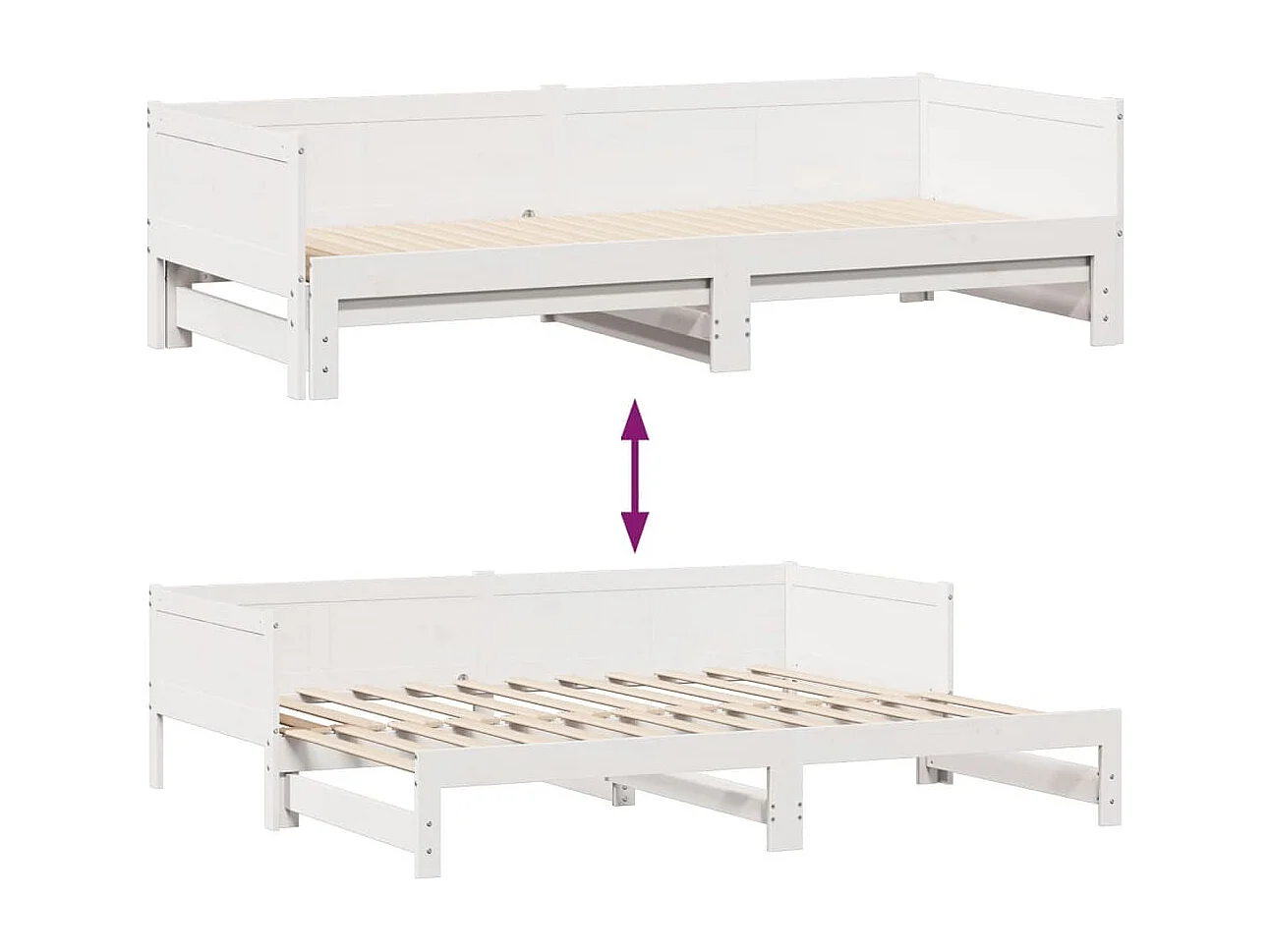 Tagesbett Ausziehbar mit Schubladen ohne Matratze Weiß 80x200cm