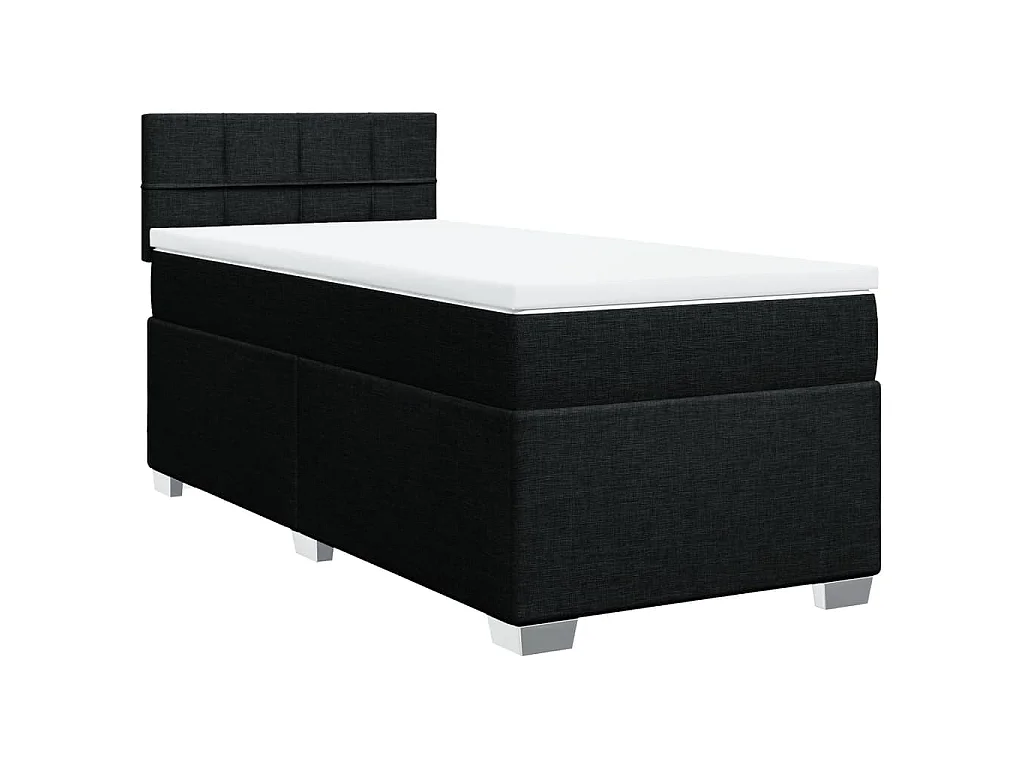 Cama com molas/colchão 80x200 cm tecido preto