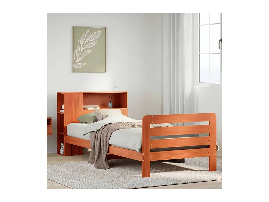 Cadre de lit sans matelas cire marron 75x190 cm bois pin massif