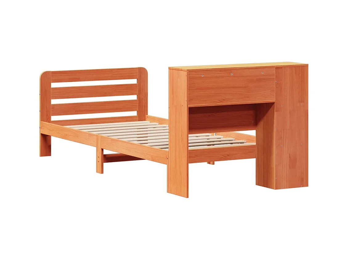 Cadre de lit sans matelas cire marron 75x190 cm bois pin massif