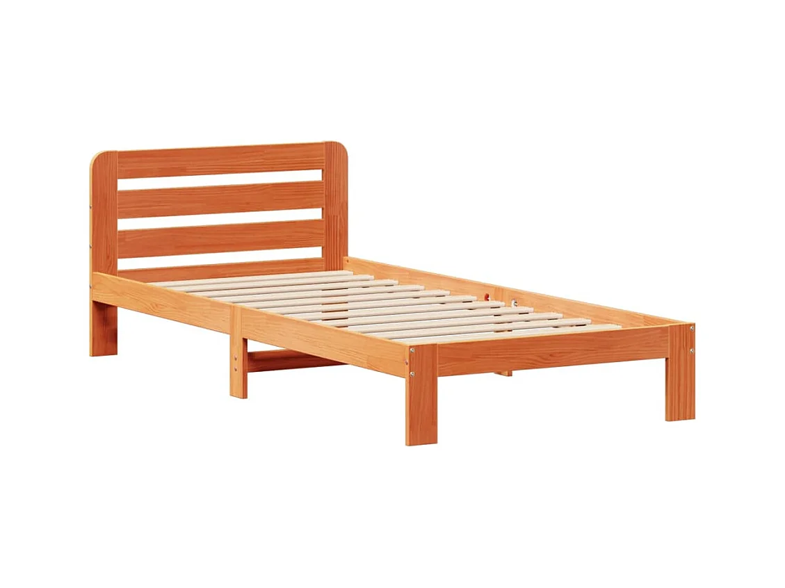 Cadre de lit sans matelas cire marron 75x190 cm bois pin massif