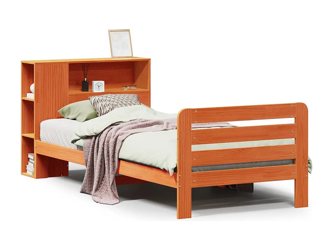 Massivholzbett ohne Matratze Wachsbraun 75x190 cm Kiefernholz