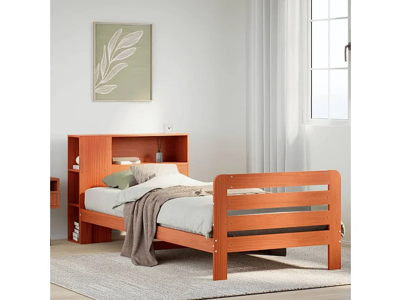 Massivholzbett ohne Matratze Wachsbraun 75x190 cm Kiefernholz