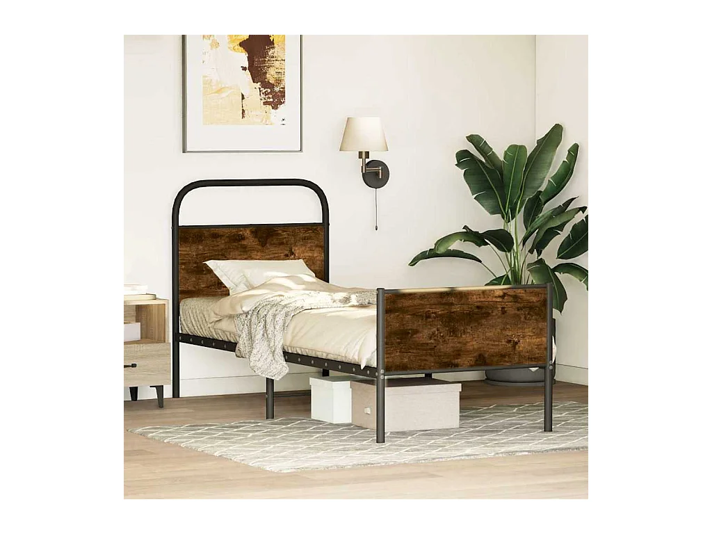 Cadre de lit sans matelas 75x190cm chêne sonoma bois ingénierie