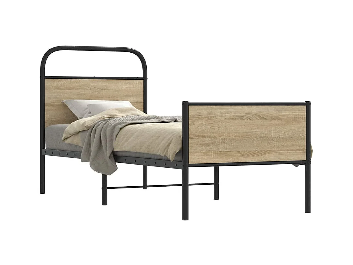 Cadre de lit sans matelas 75x190cm chêne sonoma bois ingénierie