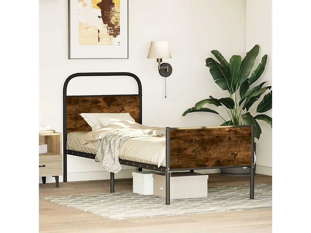 Cadre de lit sans matelas 75x190cm chêne sonoma bois ingénierie