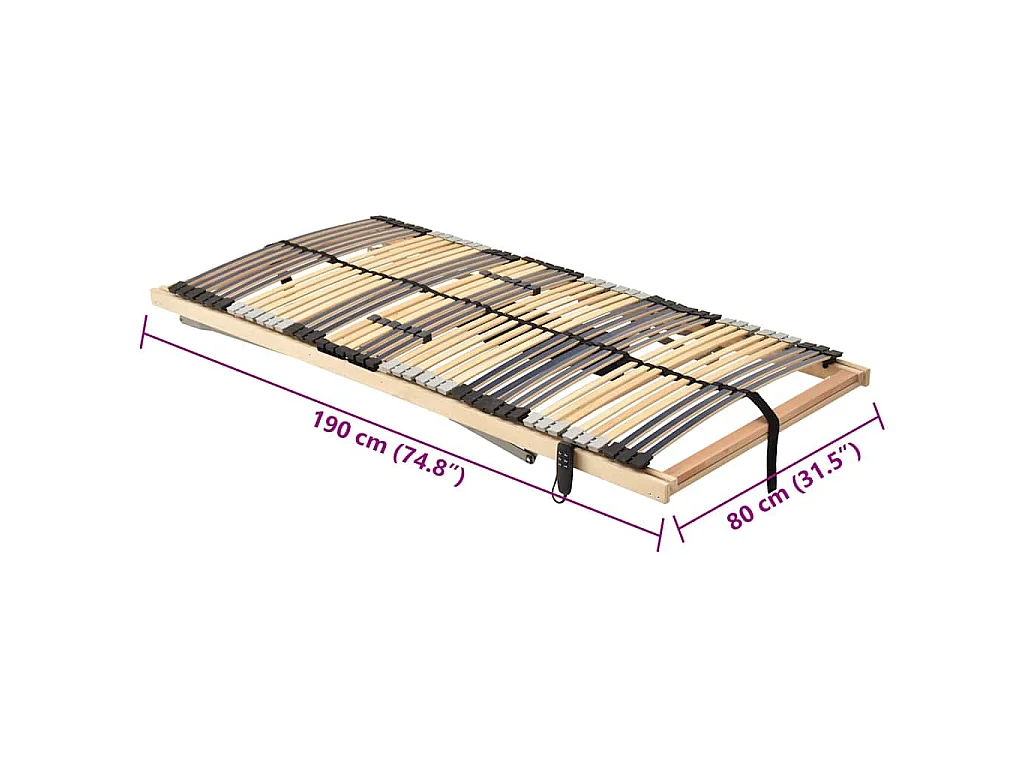 Base a doghe Marrone 80 x 190 cm Legno massello di faggio