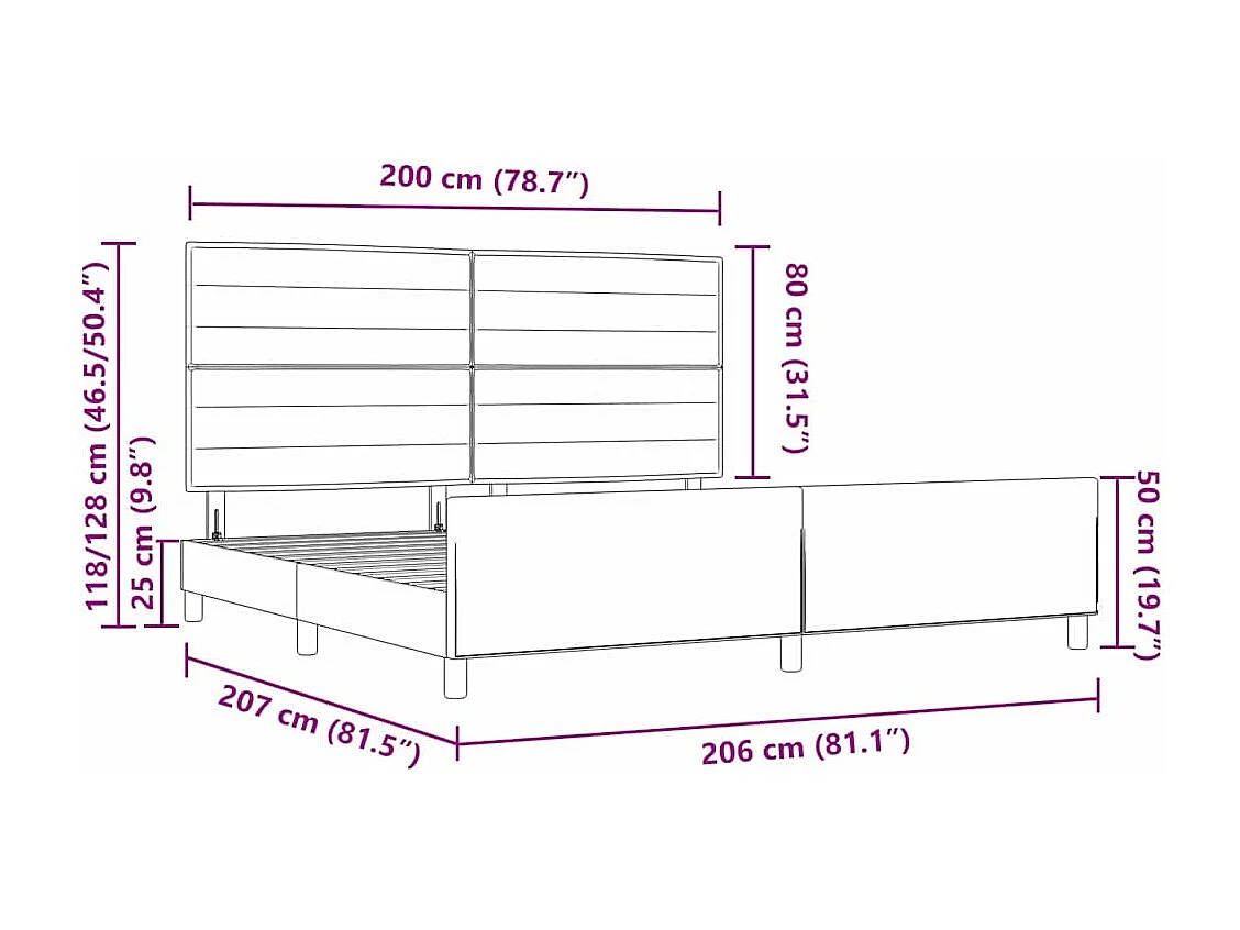 Bedframe met hoofdeinde Taupe 200 x 200 cm Stof