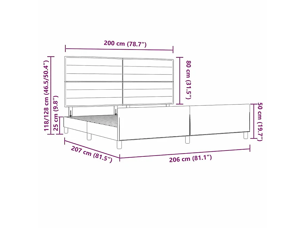Bedframe met hoofdeinde Taupe 200 x 200 cm Stof