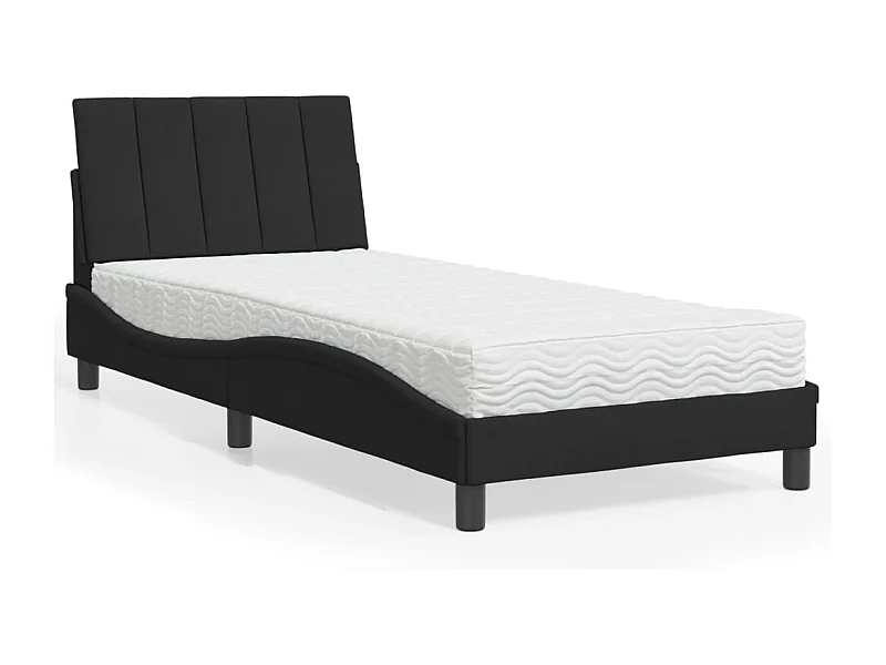 Lit avec matelas Hanko noir 80x200 cm velours