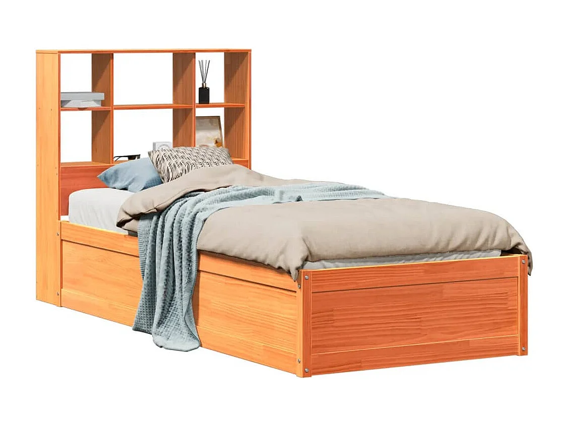 Massivholzbett ohne Matratze Wachsbraun 75x190 cm Kiefernholz