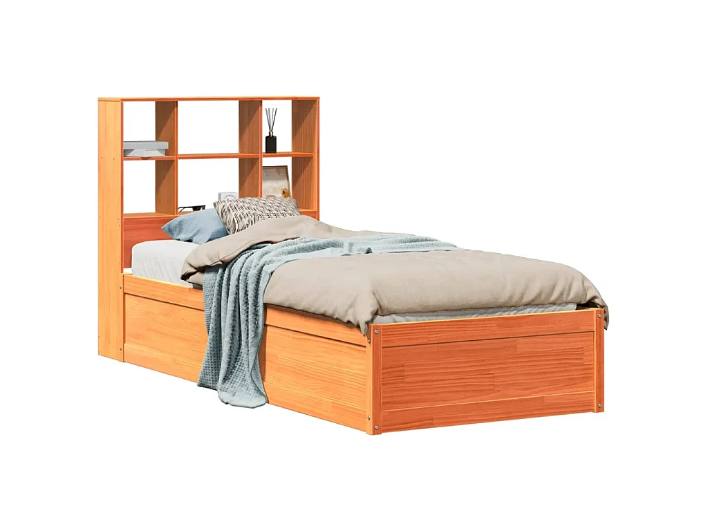 Letto senza Materasso Marrone Cera 75x190 cm in Legno di Pino