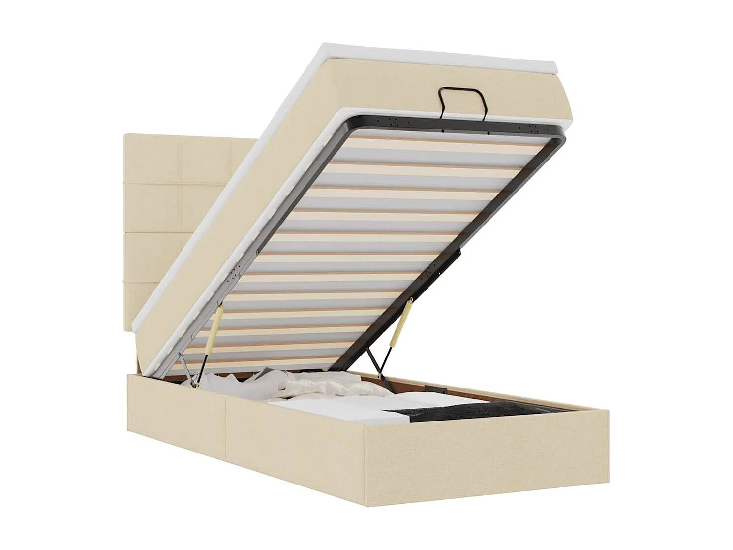 Ottoman bed met matras 80x200cm stof crèmekleurig