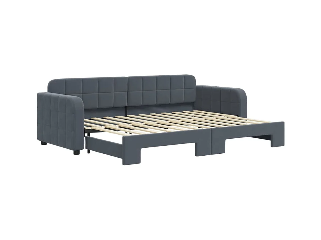 Tagesbett Ausziehbar Dunkelgrau 80x200 cm Samt