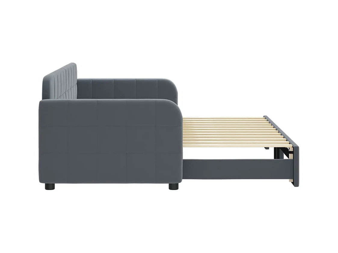 Tagesbett Ausziehbar Dunkelgrau 80x200 cm Samt