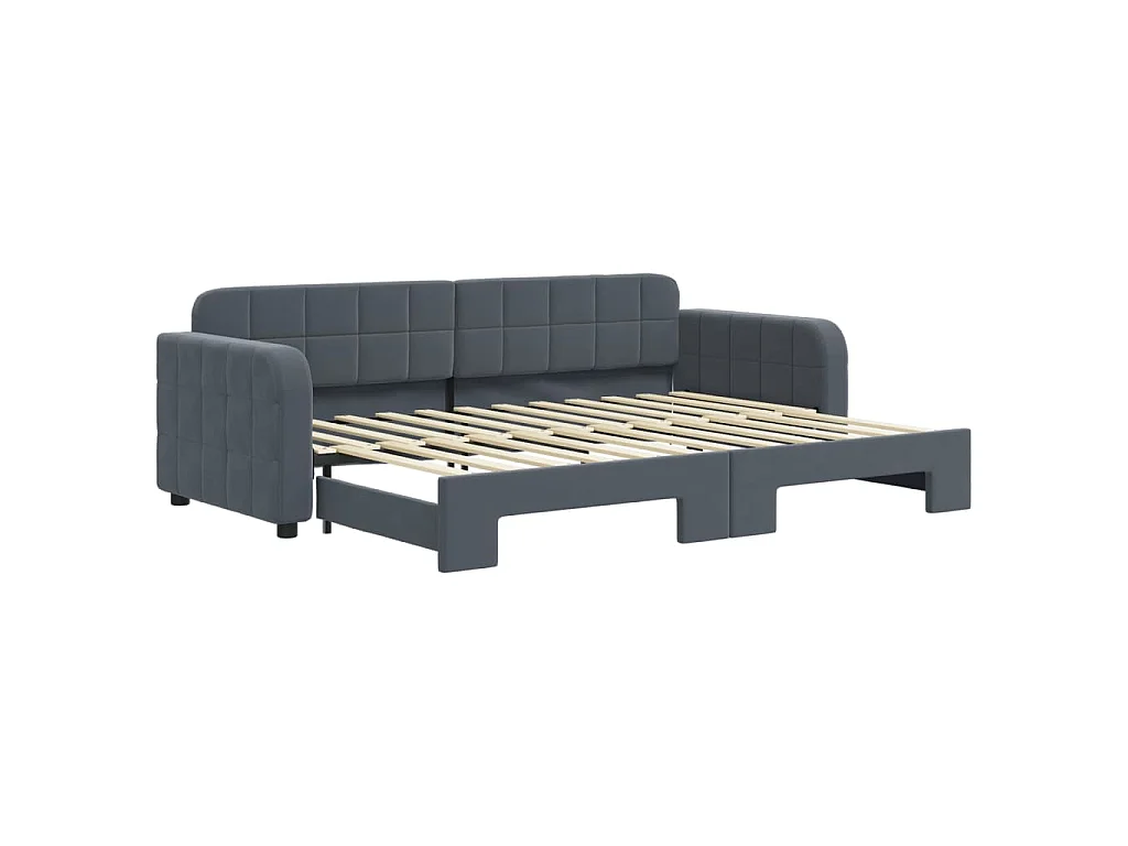 Tagesbett Ausziehbar Dunkelgrau 80x200 cm Samt