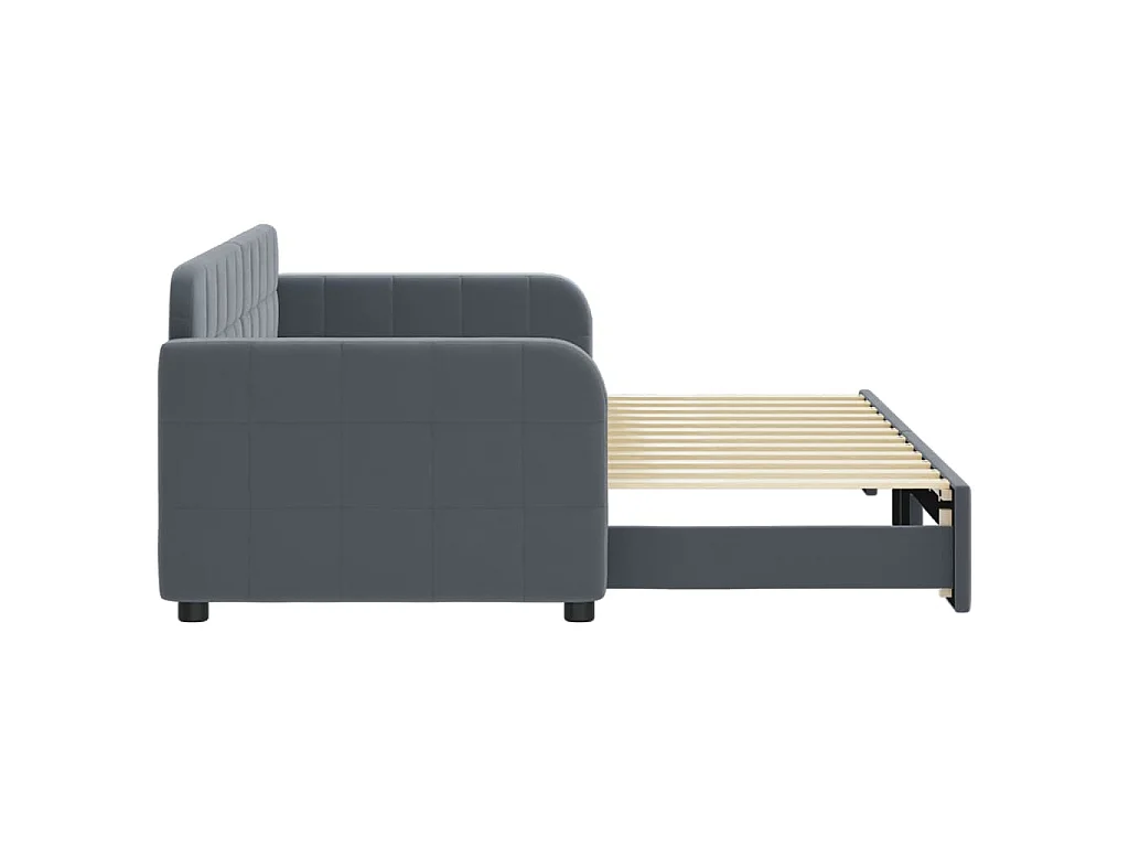 Tagesbett Ausziehbar Dunkelgrau 80x200 cm Samt